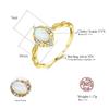LOKILOKI Vintage Blue/White Fire Opal Rings for Women, 925 Sterling Silver view 2