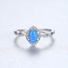 LOKILOKI Vintage Blue/White Fire Opal Rings for Women, 925 Sterling Silver view 4