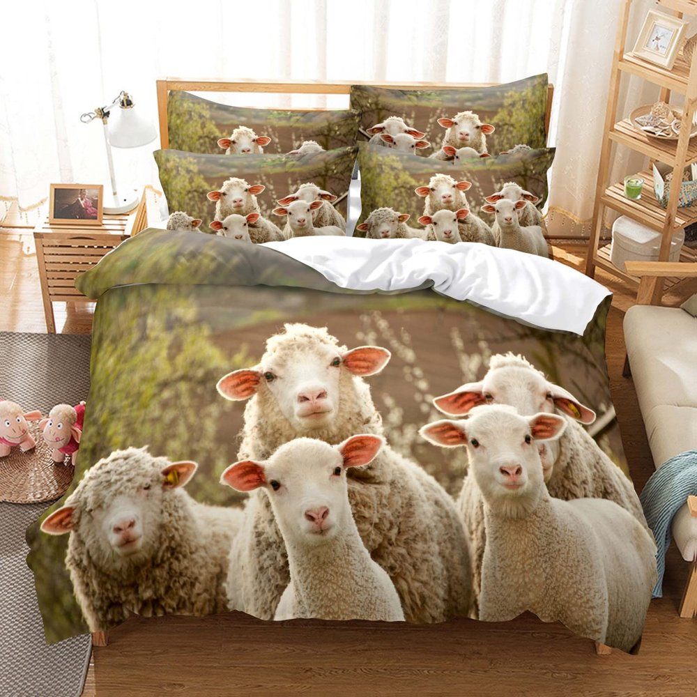 YYZBS 3D White Sheep Duvet Cover Set, 200 x 200 cm