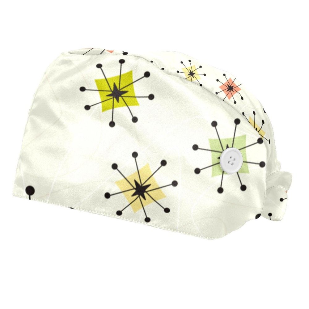 RIEODKFMHD Adjustable Work Cap with Buttons, Star Pattern, Red/Navy Blue/Striped, Sweatband, Ties, Multicolor 09, M/L