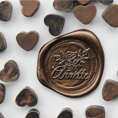 240 Heart-Shaped Wax Seal Beads for Cards, Envelopes, Invitations, and More, Antique Gold