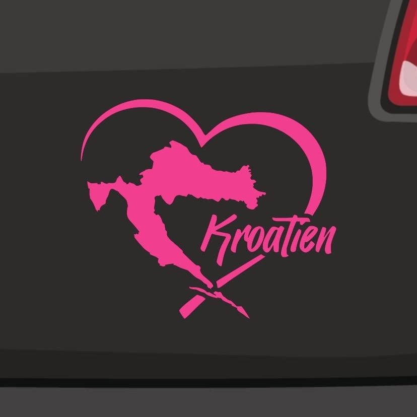 Croatia Heart Sticker – 6 Sizes, 21 Colors – Zagreb Split Adriatic Croatia Hrvatska