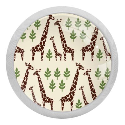 Round Glow-in-the-Dark Cabinet Knobs, Giraffe Family, 4-Pack