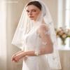 Heread Short Bridal Wedding Veil with Butterflies, Fingertip Length, Sparkly Tulle with Comb (White) view 4