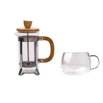 Liudan 400 ml Stainless Steel French Press Coffee Maker with Glass Cup, White