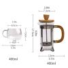 Liudan 400 ml Stainless Steel French Press Coffee Maker with Glass Cup, White view 2