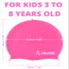 JIMJOOS Kids' Swim Cap, Ages 3–14, Silicone, Non-Slip, Stretchable and Waterproof, with Storage Pouch (Pink, Ages 3–8) view 2