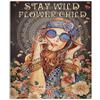 Vintage Metal Wall Poster, Hippie Stay Wild Flower Kind Girl, Wall Art, 12 x 16 in view 1
