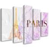 Feeby 5-Piece Canvas Wall Art 100 x 70 cm, Paris Eiffel Tower Illustration in Pink view 1