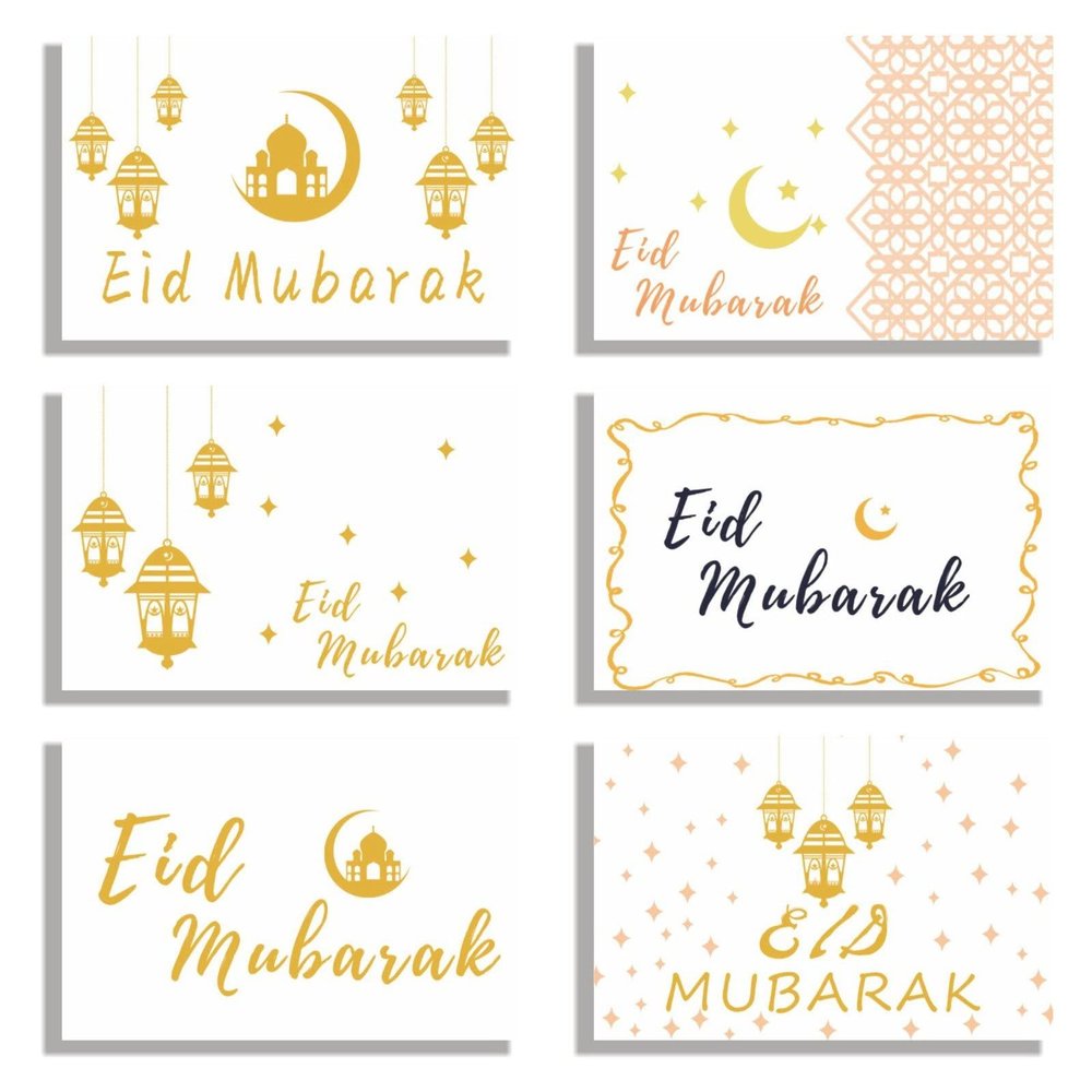 Ericetion Eid Cards, 6-Pack, Ramadan Mubarak Greeting Cards
