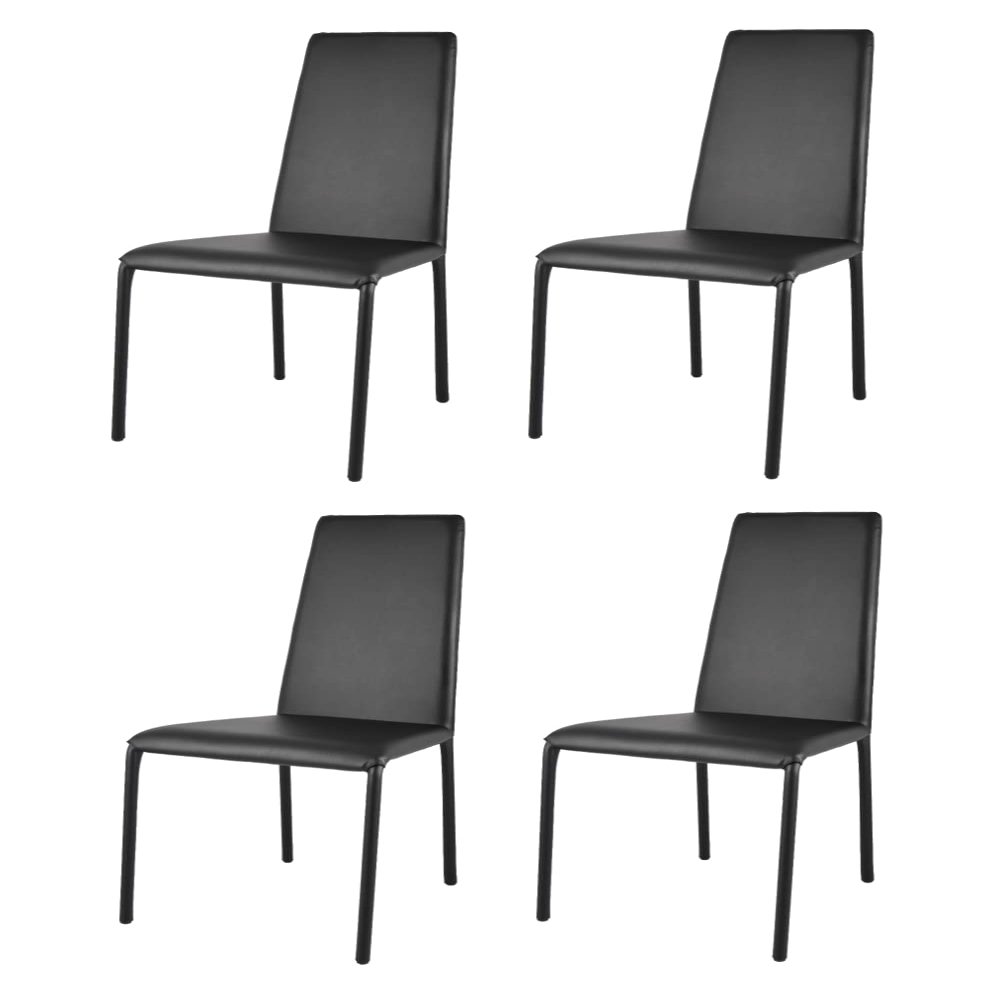 t m c s Tommychairs Set of 4 Sophie Lux Chairs for Kitchen, Bar, and Dining Room, Steel Frame, Padded Black Faux Leather