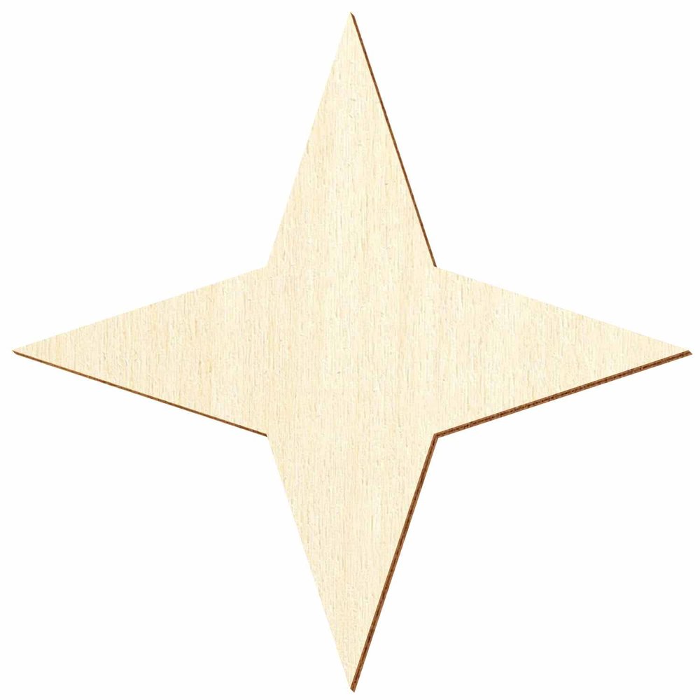 4-Point Wooden Star for Crafts and Décor, 3–50 cm