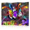 murando - Graffiti Stone-Look Mural Room Divider, 225 x 172 cm, Modern view 1