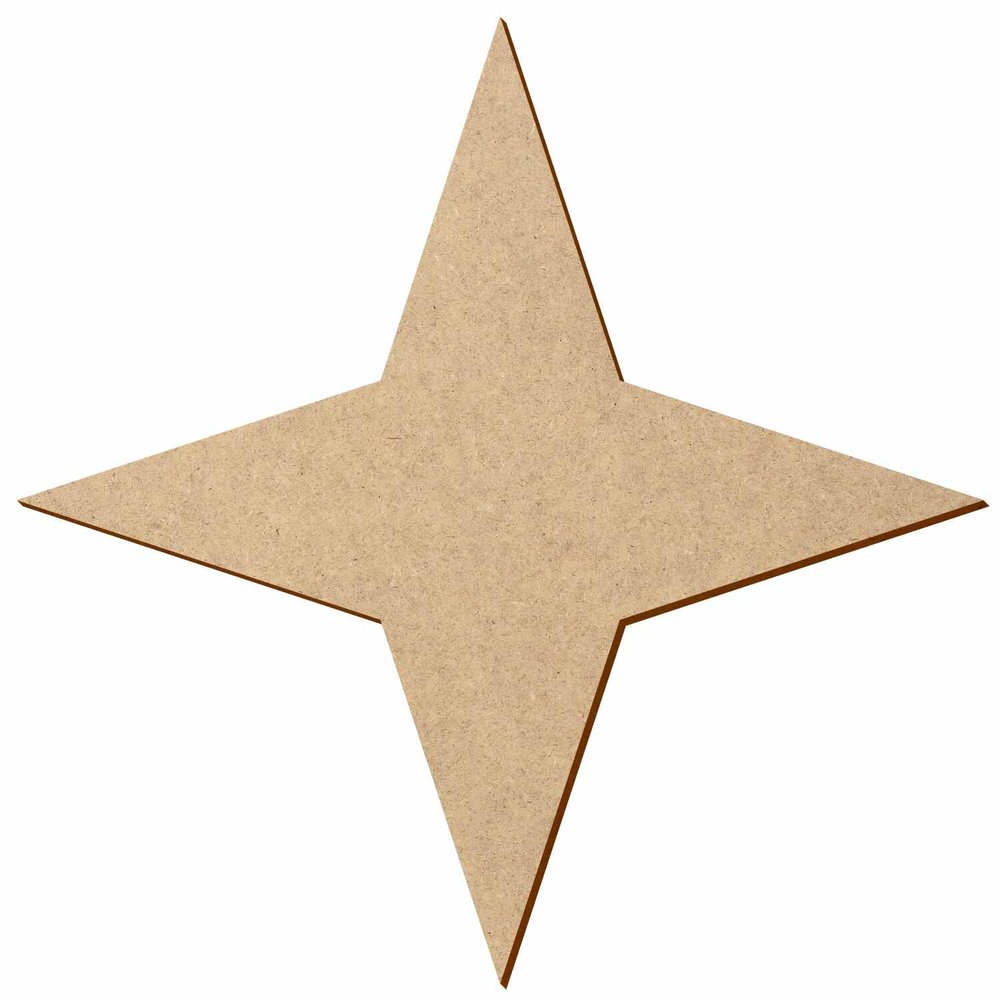 4-Point MDF Star for Crafts and Decor, 3–50 cm