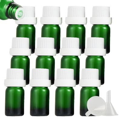 ZEOABSY 12-Pack Empty 5 mL Amber Glass Dropper Bottles with Tamper-Evident Closure, Green Bottles with White Screw Caps for Essential Oils, Essences and Aromatherapy