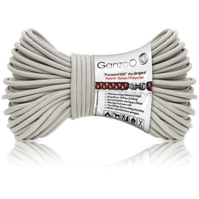 Ganzoo Paracord 550 Type III, 4 mm, Rhino Gray, 30 m