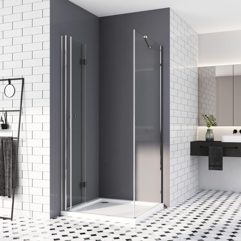 75 x 75 cm Shower Enclosure with Side Panel, 180° Folding Door, 6 mm Tempered Safety Glass
