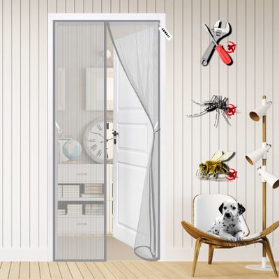 Magnetic Fly Screen Door Curtain, 210 x 250 cm, Gray