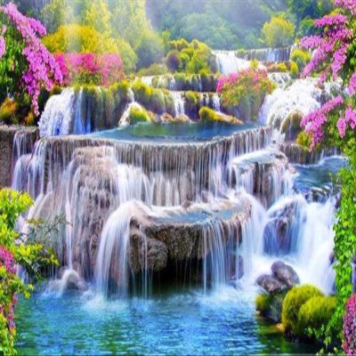 Flower Waterfall Adult Beginner Paint by Numbers Kit with Brush, Canvas & Acrylic Paint