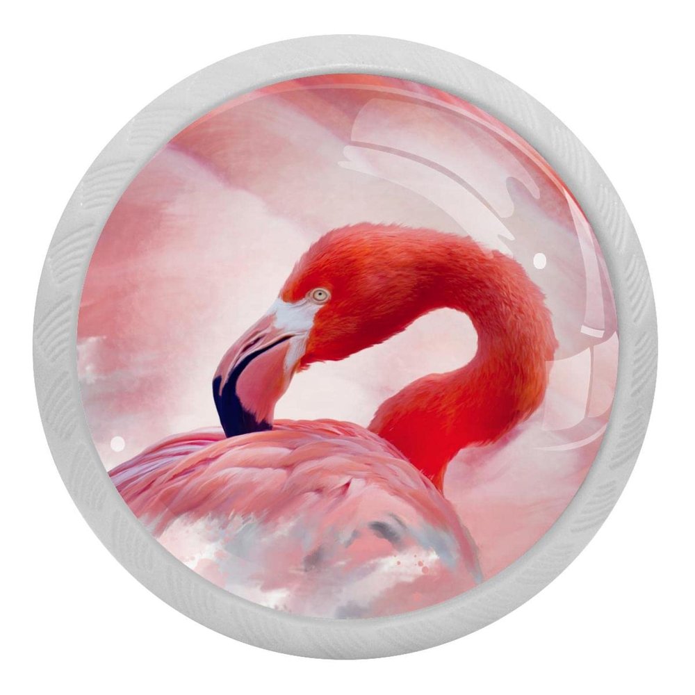 Flamongo Round Crystal Glass Cabinet Knobs, 4-Piece Set