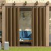 KTCLE Weatherproof Outdoor Curtain with Grommets, Brown B, 267 x 274 cm view 1
