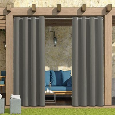 KTCLE Outdoor Curtain, Weatherproof Windbreak with Stainless-Steel Grommets, Waterproof Privacy and Sun Protection for Balcony, Patio, Veranda, Pergola and Garden Shed, Artichoke, 381 x 213 cm
