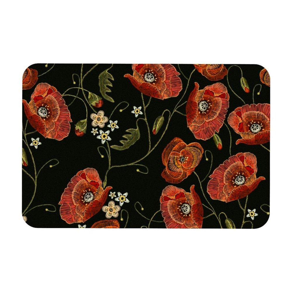 Multifunctional Desk Mat, 45.7 x 71.1 cm, Red Poppy Floral Design, for Office/Home