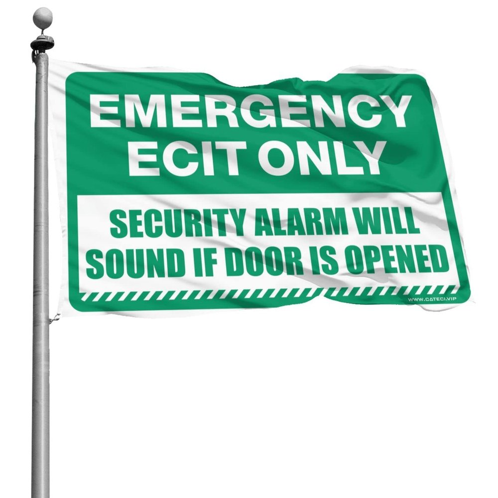 Abipuir Funny "Emergency Exit Only" Flag, Alarm Sounds When Door Opens, 60 x 90 cm