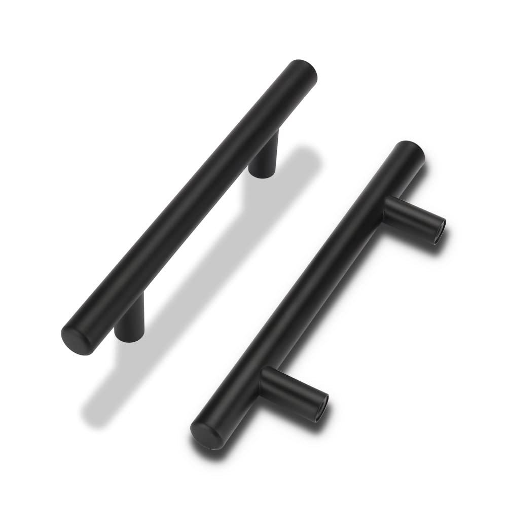 LONTAN 30-Pack Black Cabinet Handles, 102 mm Hole Spacing