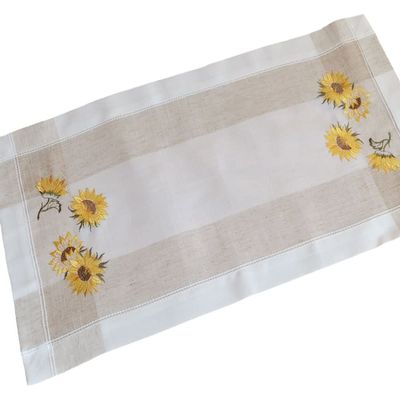 matches21 HOME & HOBBY FIBONA Table Runner, 35 x 70 cm, Sunflower Embroidery
