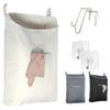 Fine Living Co. Large Hanging Laundry Hamper with Door Hooks and Adhesive Hooks, Beige view 1