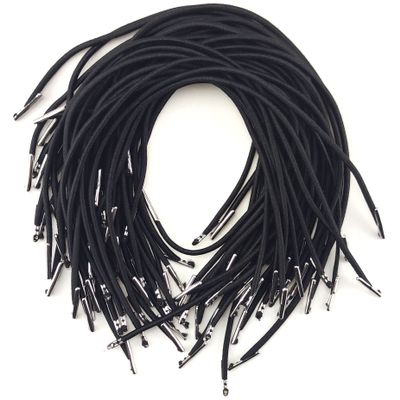 50 Black Elastic Hook Cords, 25 cm, with Metal Ends