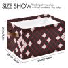 Checkred 2-Pack Square Canvas Storage Bins with Handles, White/Black view 3