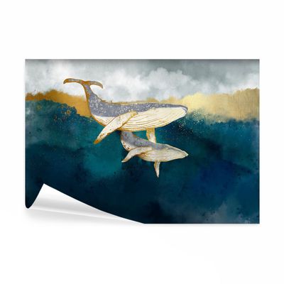decomonkey Abstract Whale Photo Wallpaper, 400 x 280 cm, XXL Ocean Fish