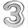 Number Balloon, Silver, 100cm, Birthday Decoration, Kids' Birthday Decor, Anniversary, Gift (Number 3) view 2