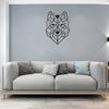 Geometric Metal Wolf Head Wall Art, Matte Black view 1