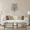 Geometric Metal Wolf Head Wall Art, Matte Black view 2