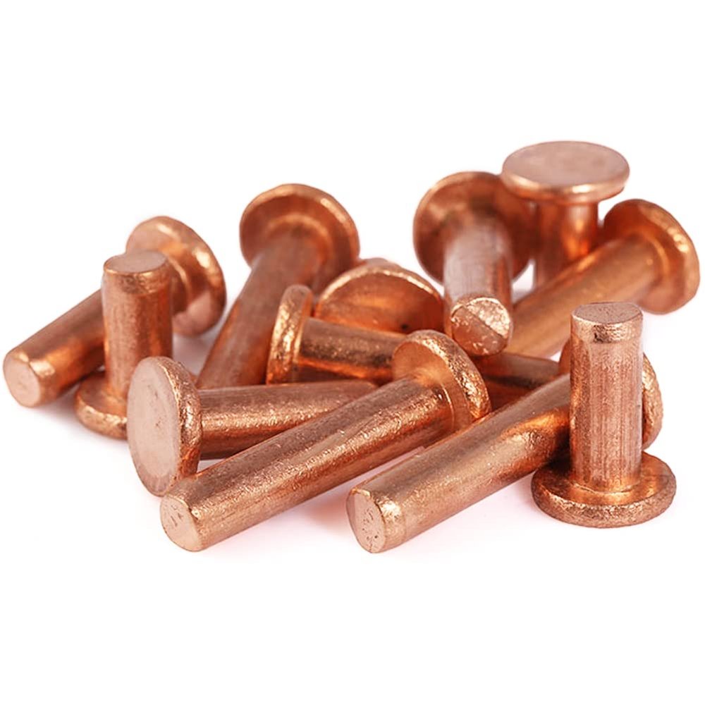 20 Purple Copper Rivets, Flat Head, M6 x 12 mm