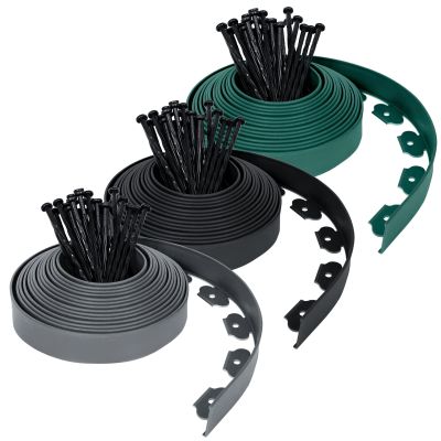NAIZY Flexible Plastic Lawn Edging 4 x 10 m, 5 cm High, with 120 Fixing Nails, Green