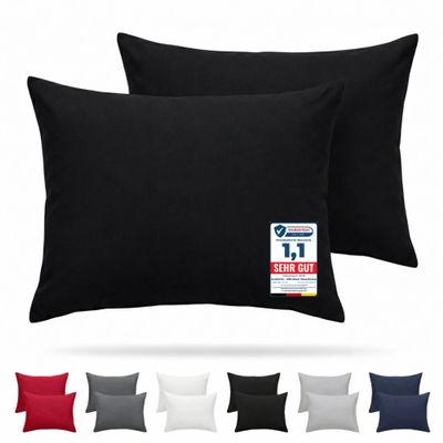 Komfortec Pillowcase Set of 2 – 100% Microfiber, Soft & Breathable, Zipper Closure, Black, 16 x 24 in