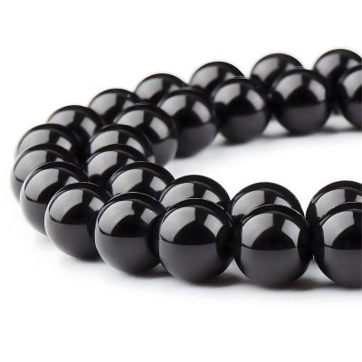 HAAMIIQII 30-Piece 12 mm Natural Black Agate Onyx Beads