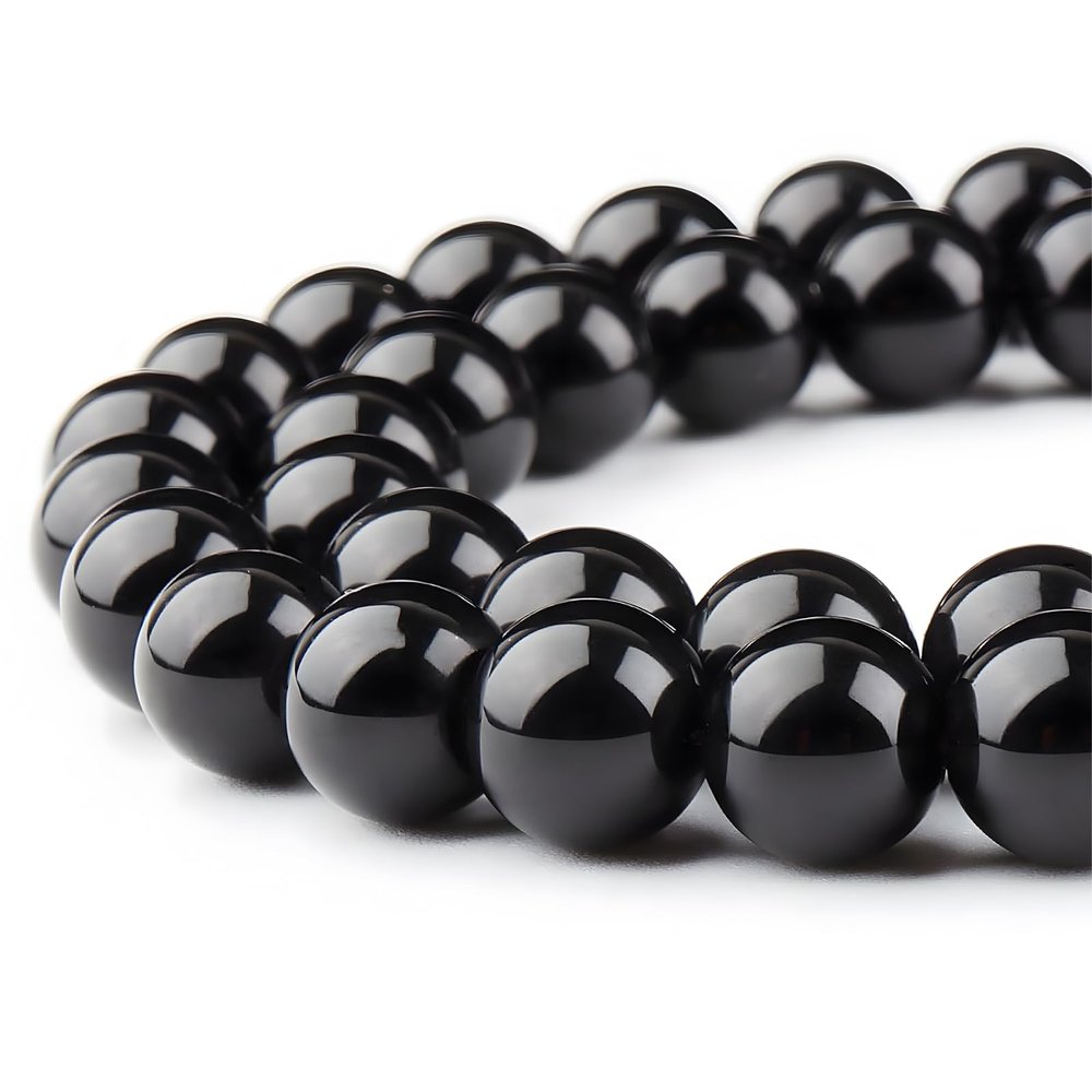HAAMIIQII 30-Piece 12 mm Natural Black Agate Onyx Beads