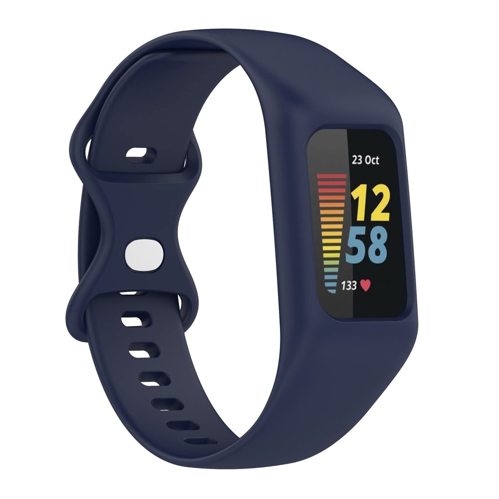 FONREST One-Piece Silicone Bumper Band for Fitbit Charge 6/5/4/3/SE, Dark Blue
