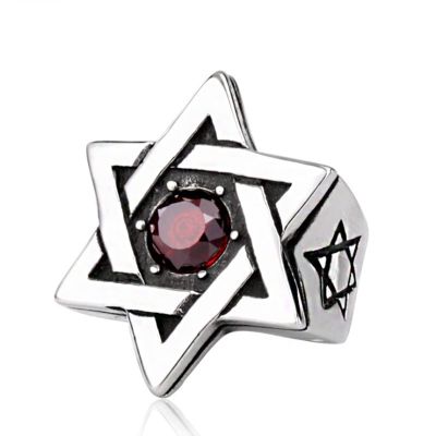 HCMA Stainless Steel Hexagram Star Ring for Men
