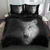 Gezu Wolf Bedding Set 220 x 240 cm, Gray and Black, Reversible 3D-Printed Microfiber Duvet Cover with 2 Pillowcases view 1