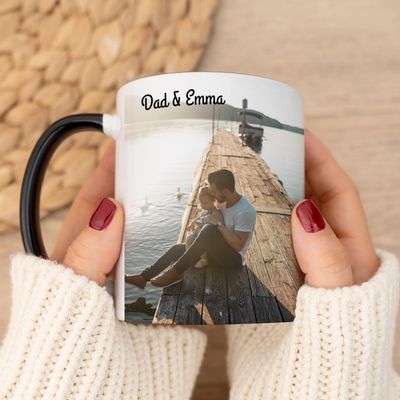 Wanapix Personalized Black Ceramic Mug with Photo or Text, 325 ml