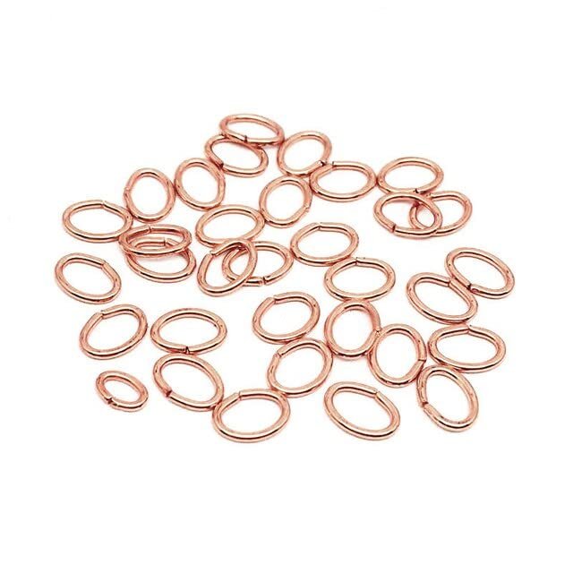 FOUFA 100-Piece Oval Stainless Steel Jump Rings, Gold/Rose Gold
