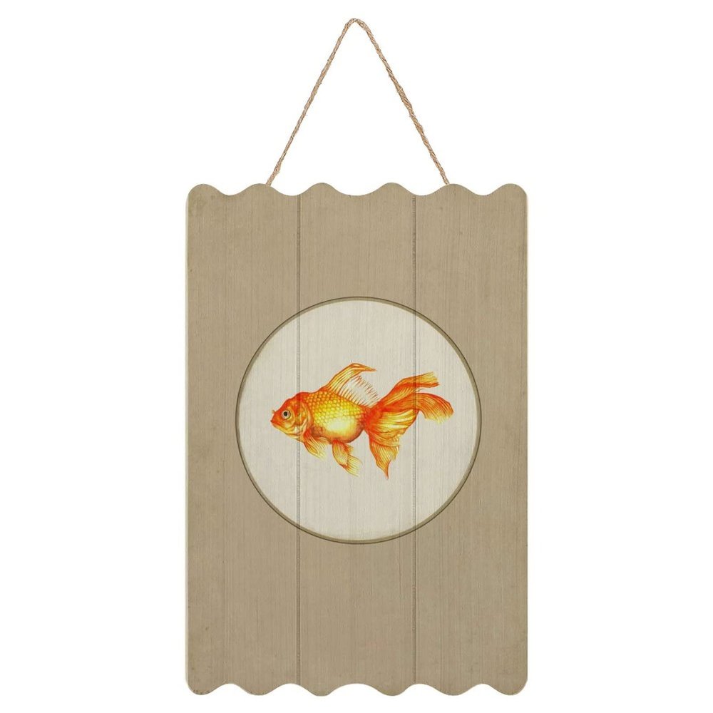 by Unbranded Goldfish Hanging Wooden Sign with Rope, Wall Decor, Rustic Quote Sign, 8 x 12 in