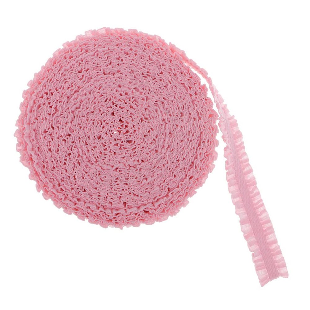 9.1 m Elastic Lace Trim for Sewing and Clothing, Ruffled Lace Ribbon, Black as Described - Pink as Described