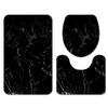 3-Piece Anti-Slip Memory Foam Bathroom Rug Set, 3D Marble Pattern, Black, 40 × 60 cm view 1